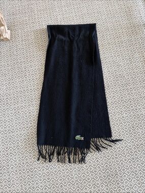 Lacoste Black Fringe Maxi Knit Skirt with Crocodile Logo